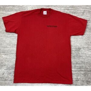 Vintage US Navy Shirt Mens L Red Naval Air Base Graphic Tee Made USA